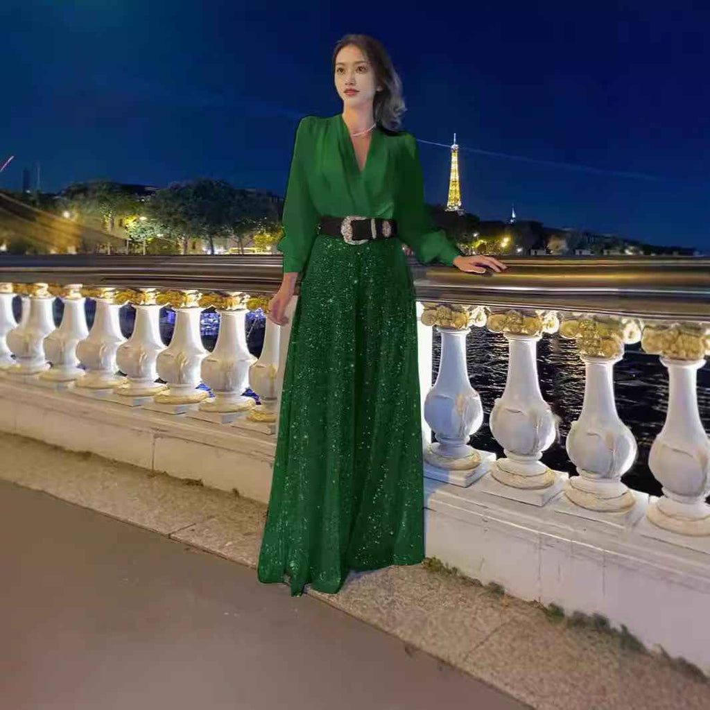Women's Fashion Dress Elegant Waist Slimming Sequins Dresses