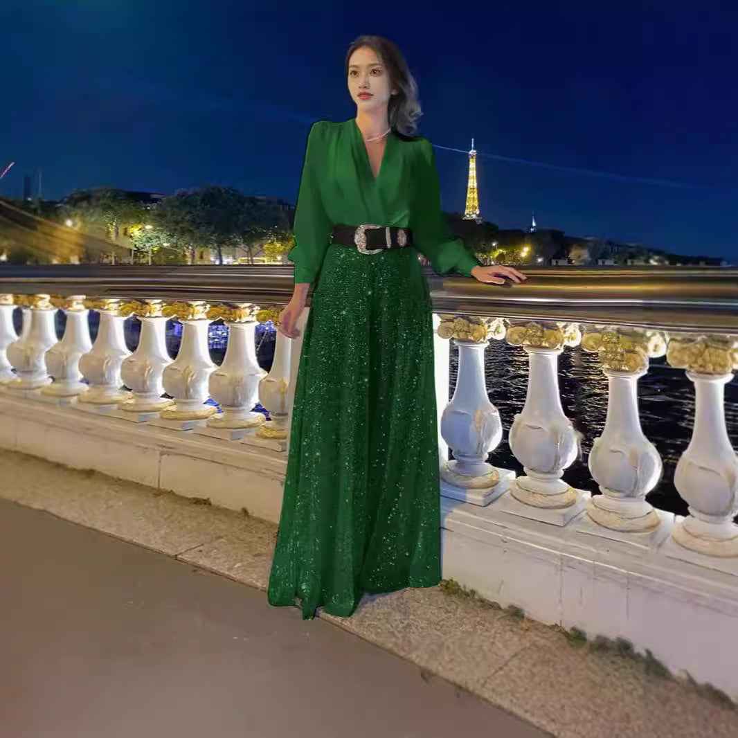 Women's Fashion Dress Elegant Waist Slimming Sequins Dresses