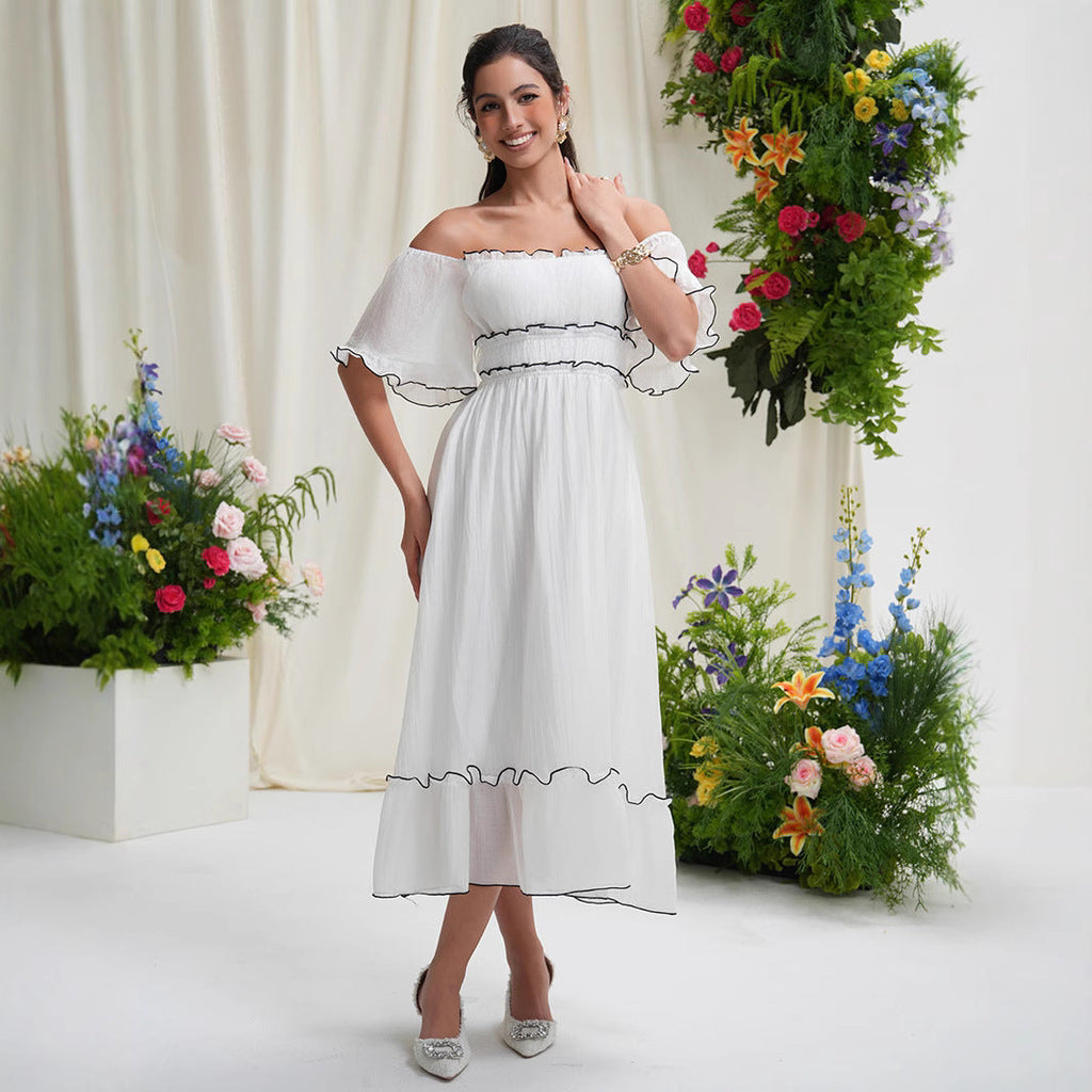 French square neck waist dress by nowadaysfashion