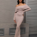 Women's French Style Seaside Beach Long Sleeve Knitted Dresses