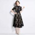 French lace round neck dress by nowadaysfashion