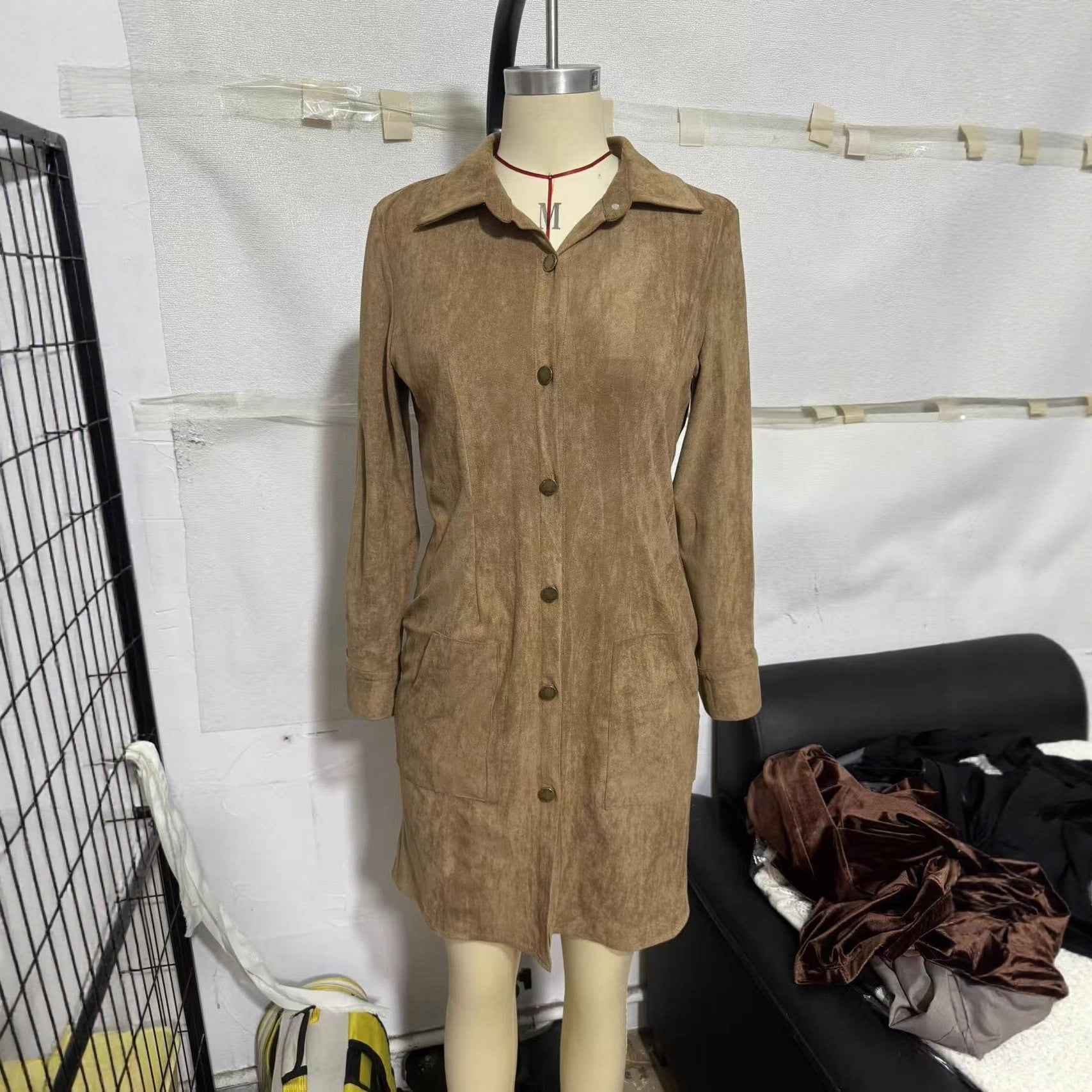 Women's Retro High Quality Slim Lapel Shirt Dresses