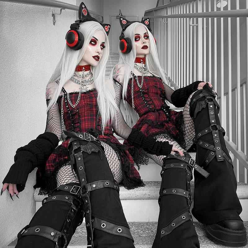 Women's Summer Gothic Plaid Trendy Waist Deep Dresses