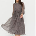 Chiffon Dress Long Sleeve Coffee Black Dresses