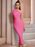 Fashion Elegant One Shoulder Bandage One-piece Dresses