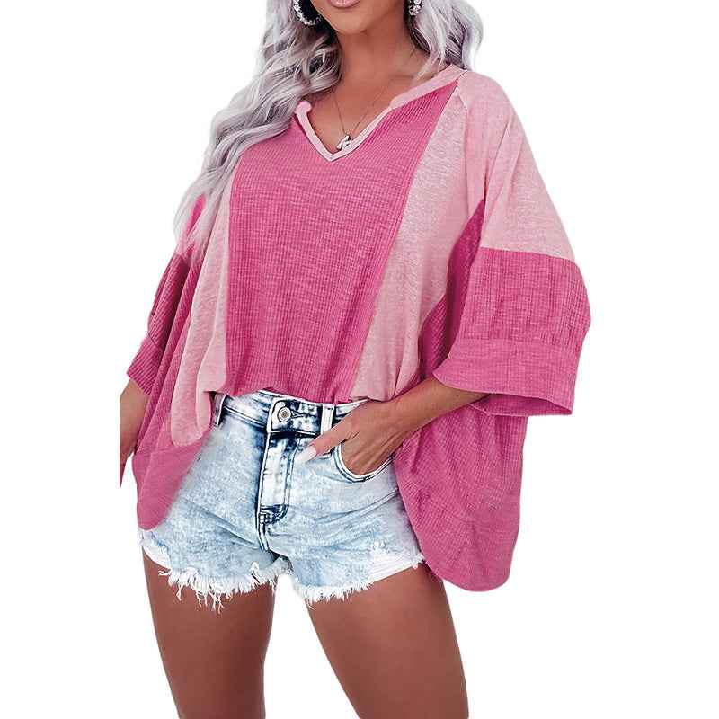 Loose Slim Fit Drop Shoulder Three-quarter-length-sleeved T-shirt