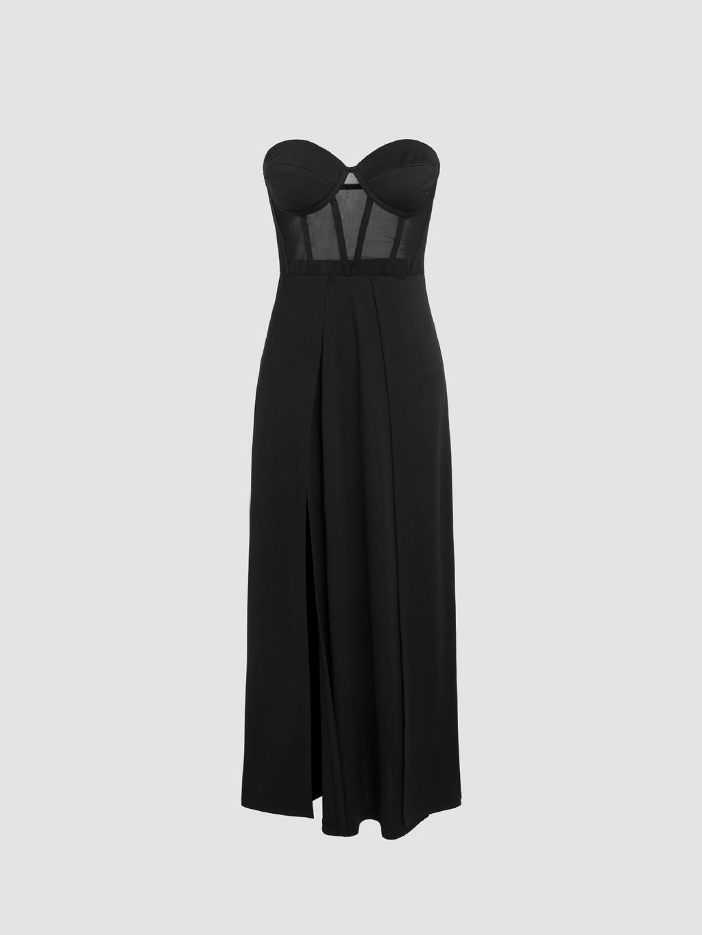 Slim Fit Bandeau Waist Mesh Slit Bandeau Dress by nowadaysfashion
