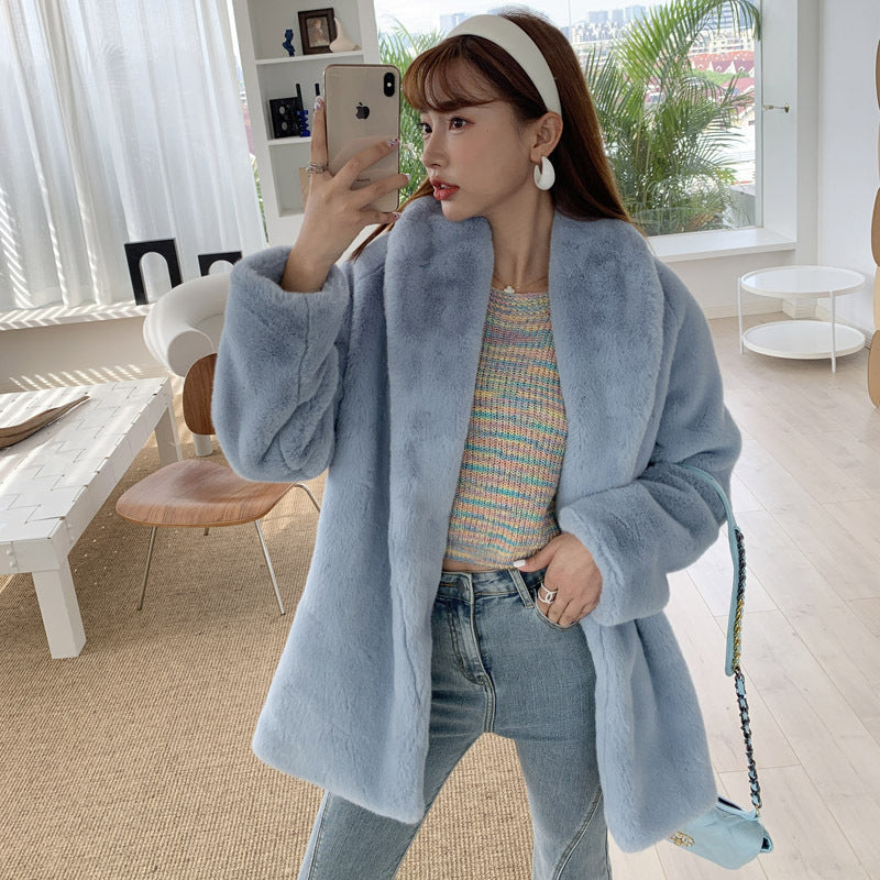 Women's Of The Street Elegant White Furry Coats