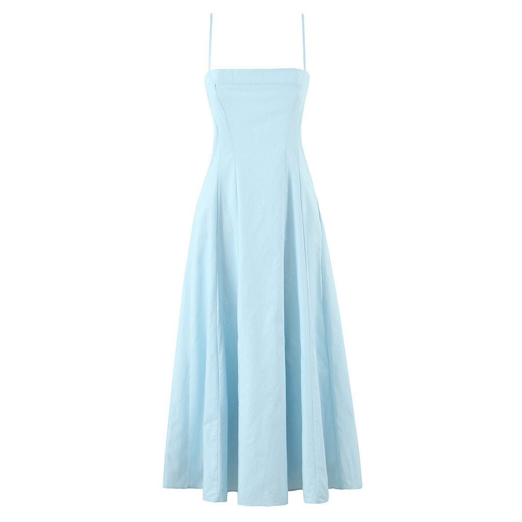 Temperament Cinched Sleeveless Dress Draping Effect Dresses