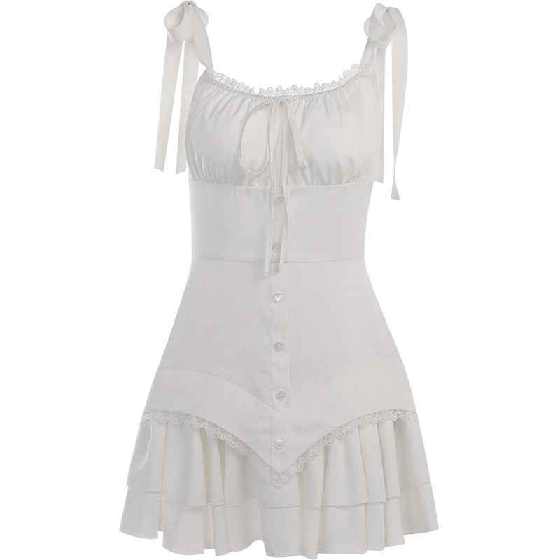 Pleated Waist Trimming Ruffles Dress Female Hot Dresses