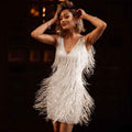 Women's Sexy Deep V Sleeveless Pencil Tassel Dresses