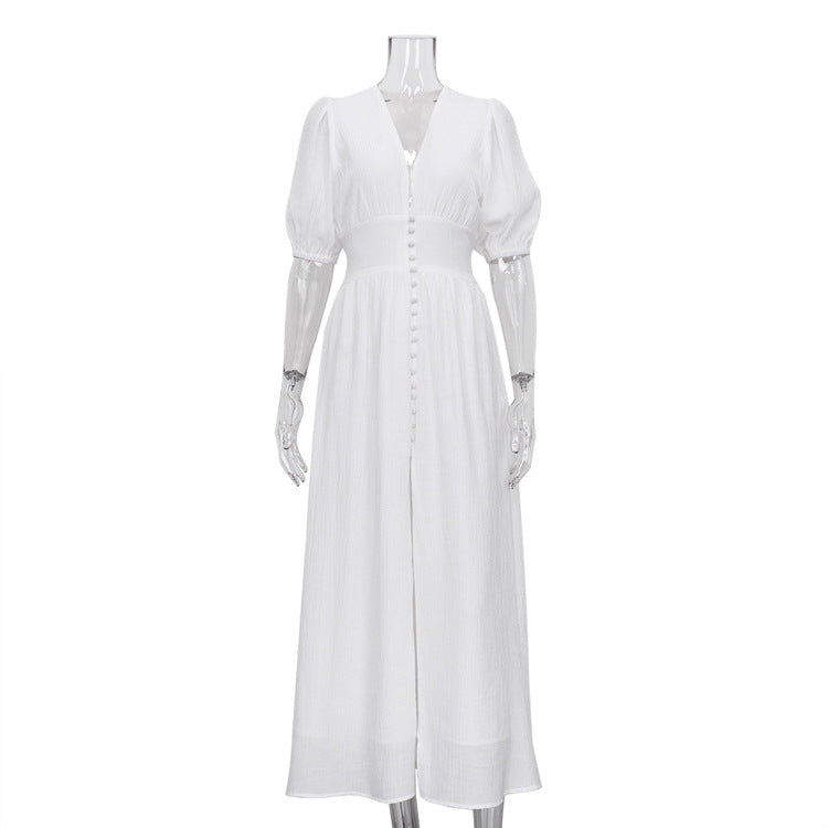 Elegant Dress Design Puff Sleeve Slimming Temperament Slim Fit Dresses