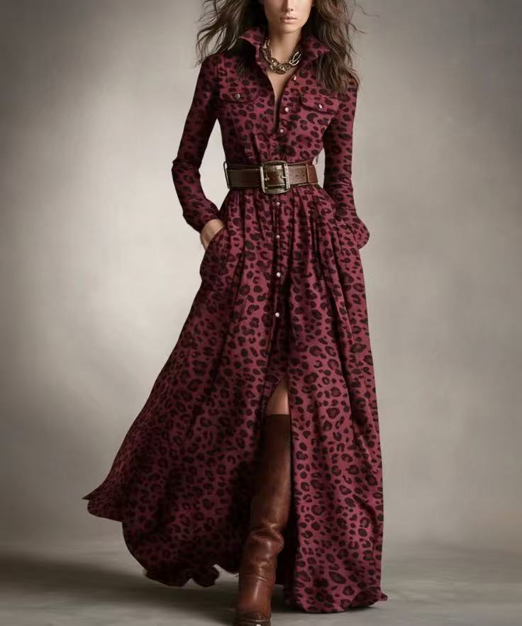 Women's Large French Retro Grid Slim Irregular Dresses