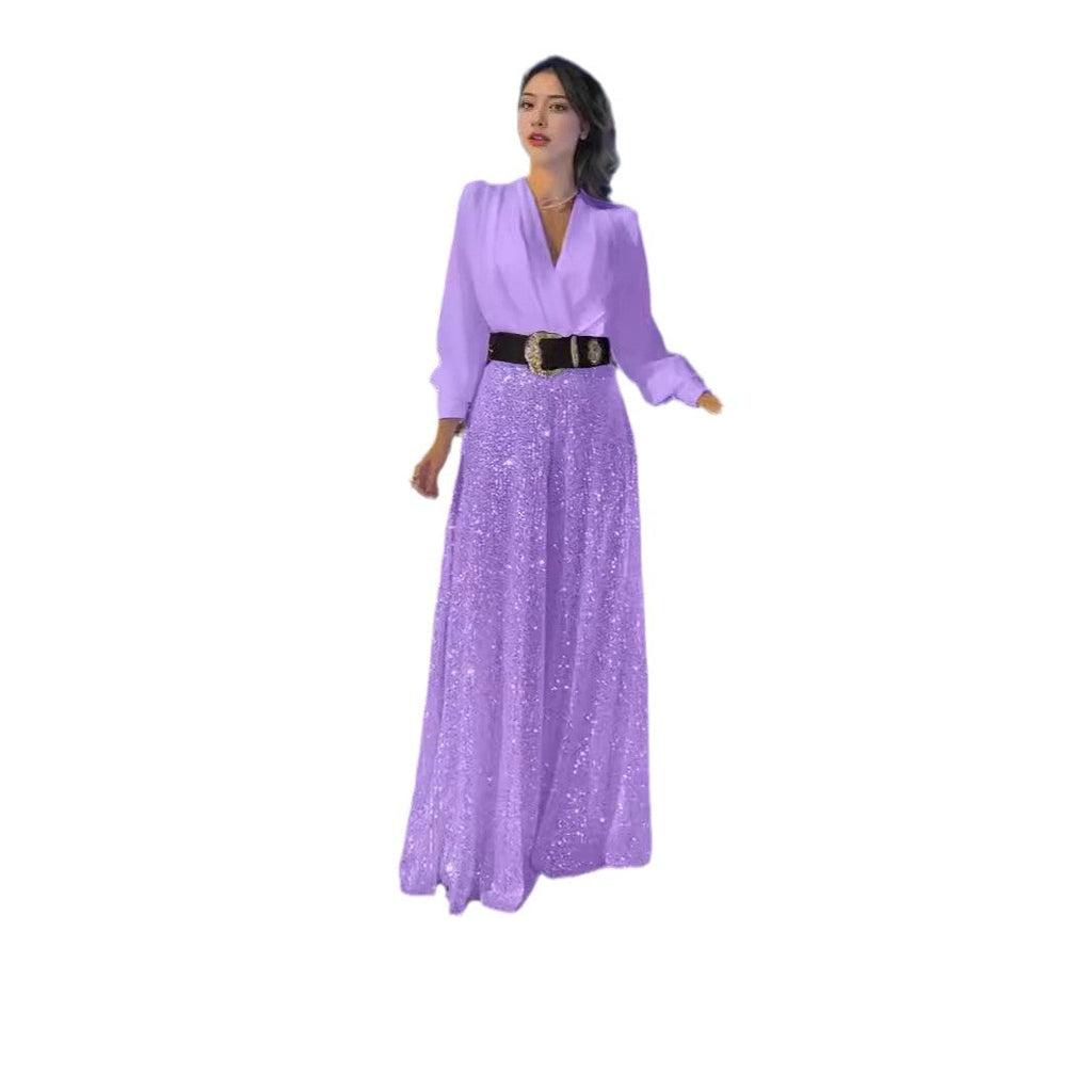 Women's Fashion Dress Elegant Waist Slimming Sequins Dresses