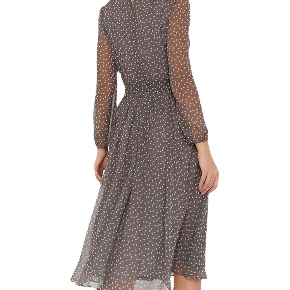 Chiffon Dress Long Sleeve Coffee Black Dresses