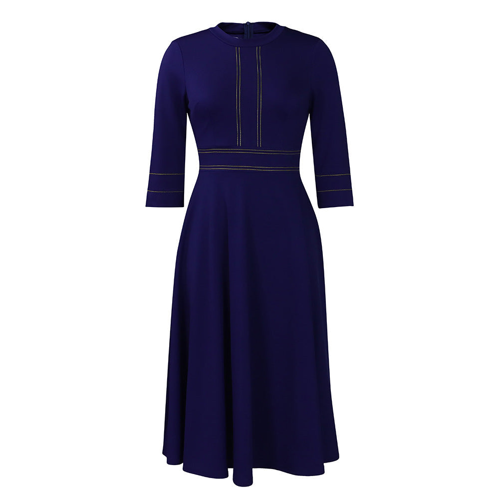 Women's Sleeve Stand Collar Fashion Party Large Dresses