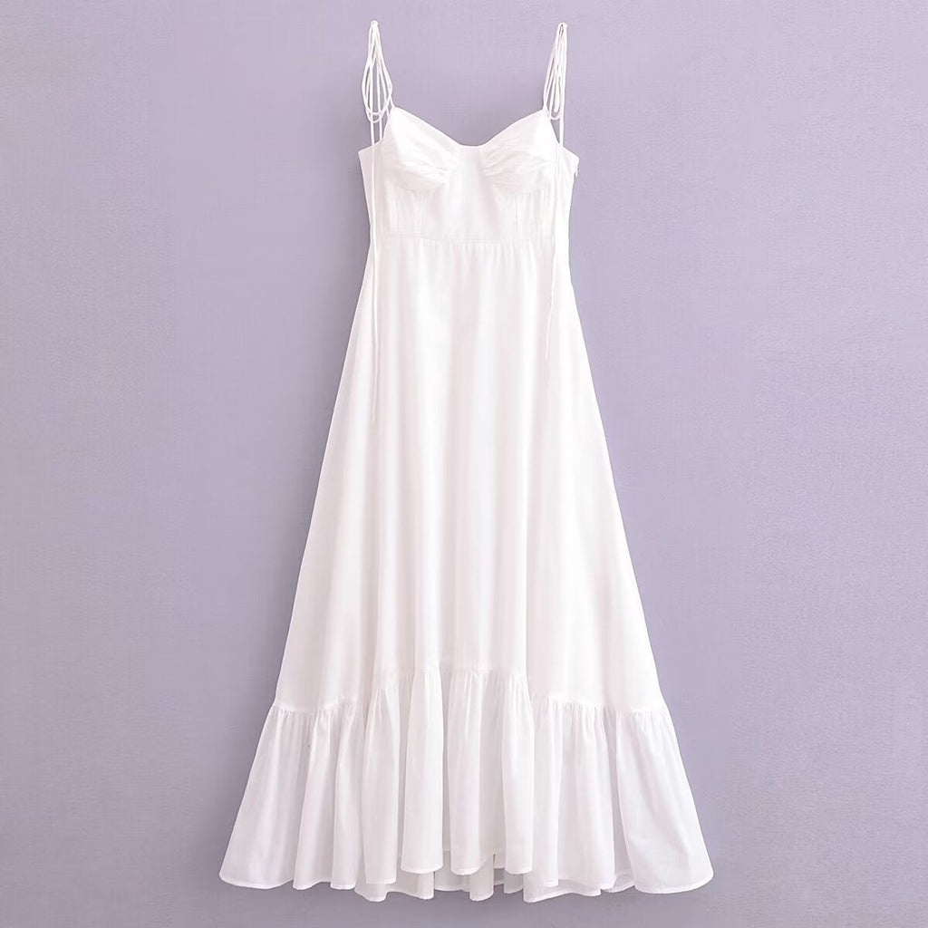 Women's Summer Fashion Laminated Decoration Poplin Sleeveless Dresses