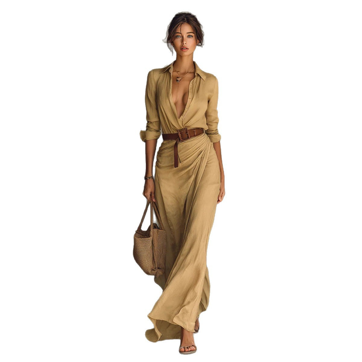 Women's Graceful Sexy Solid Color Irregular Fold Dresses