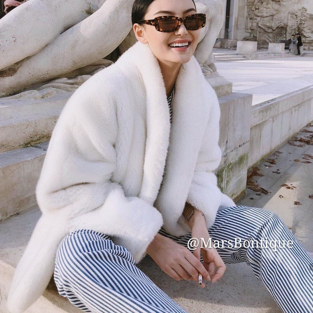 Women's Of The Street Elegant White Furry Coats