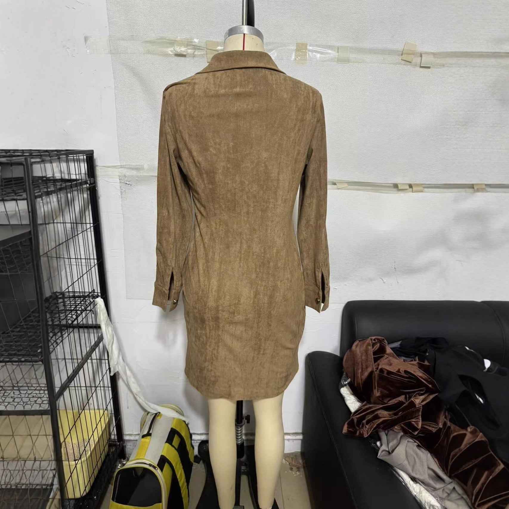 Women's Retro High Quality Slim Lapel Shirt Dresses