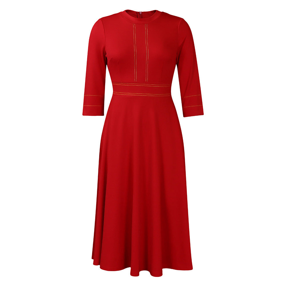 Women's Sleeve Stand Collar Fashion Party Large Dresses