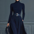 Women's Long-sleeved Solid Color Turtleneck Dress Long Dresses