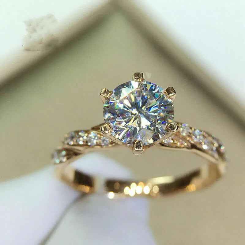 Winding Twist Shape Micro-inlaid Six-claw Ring