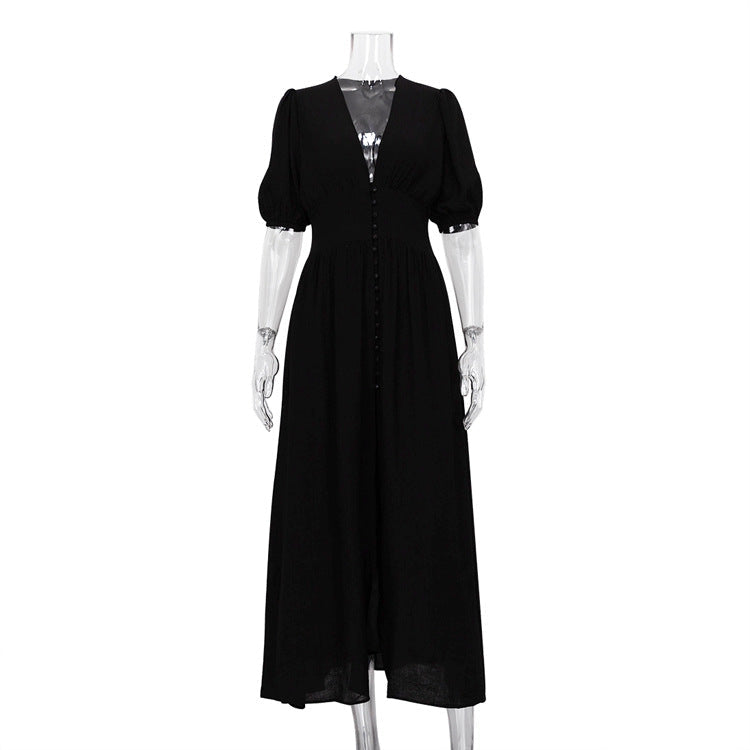 Elegant Dress Design Puff Sleeve Slimming Temperament Slim Fit Dresses