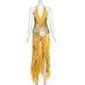 Women's High-grade Atmosphere Deep Collar Ruffled Backless Clothing