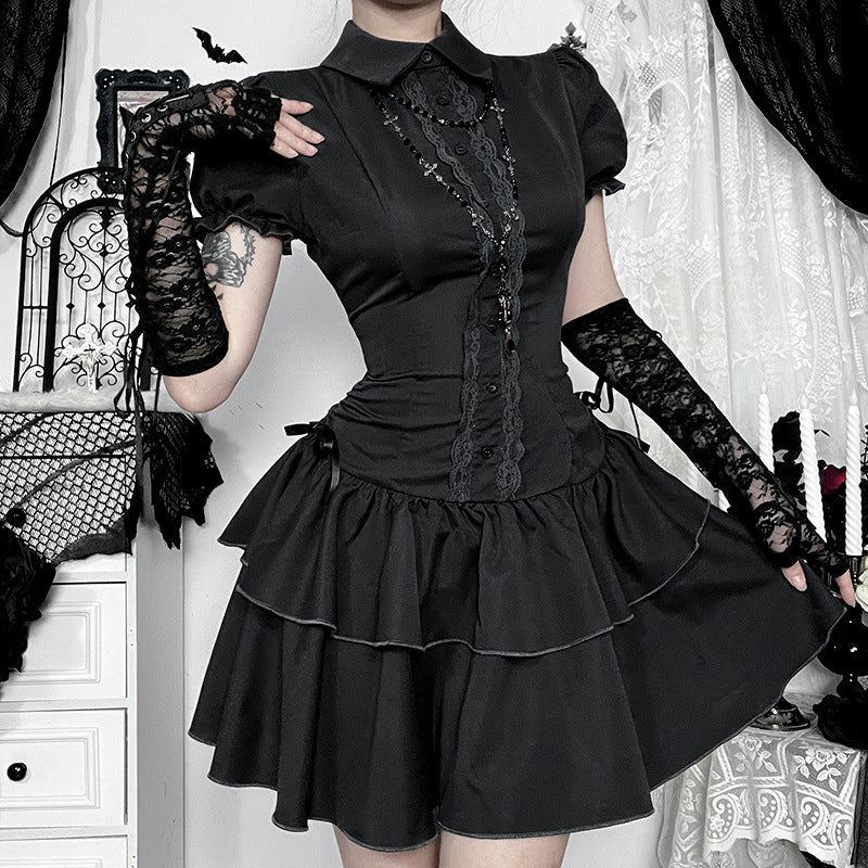 Women's Short-sleeved Dress Summer Retro Wear College Skirts