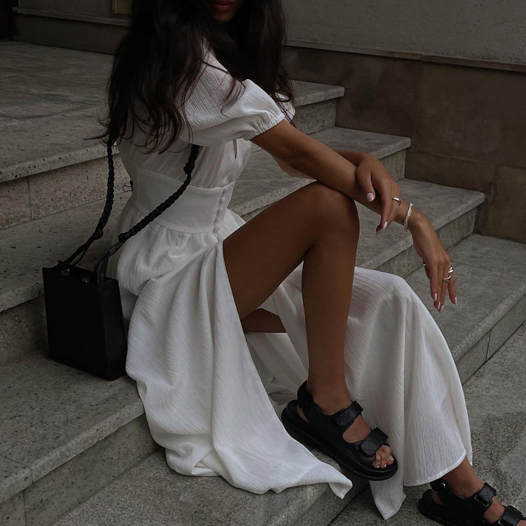 Elegant Dress Design Puff Sleeve Slimming Temperament Slim Fit Dresses