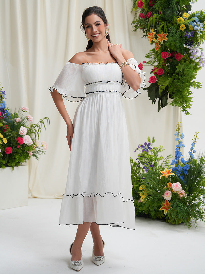 French square neck waist dress by nowadaysfashion
