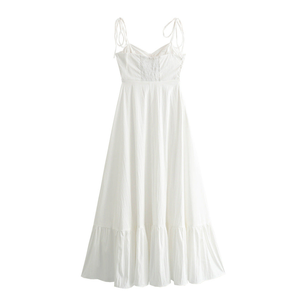 Women's Summer Fashion Laminated Decoration Poplin Sleeveless Dresses