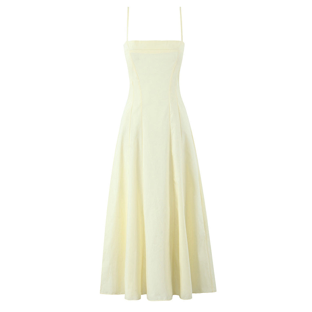 Temperament Cinched Sleeveless Dress Draping Effect Dresses