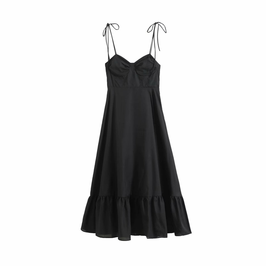 Women's Summer Fashion Laminated Decoration Poplin Sleeveless Dresses