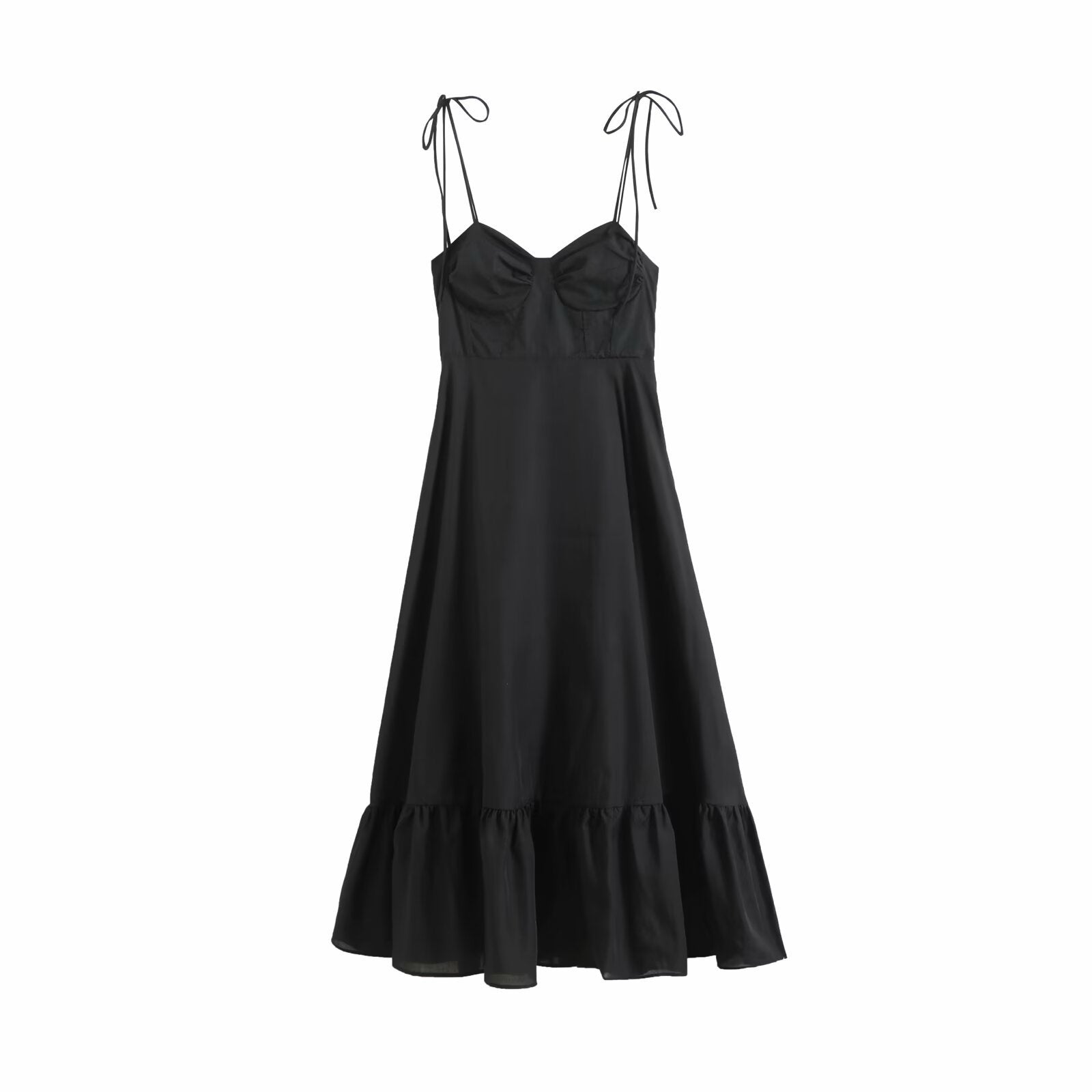 Women's Summer Fashion Laminated Decoration Poplin Sleeveless Dresses