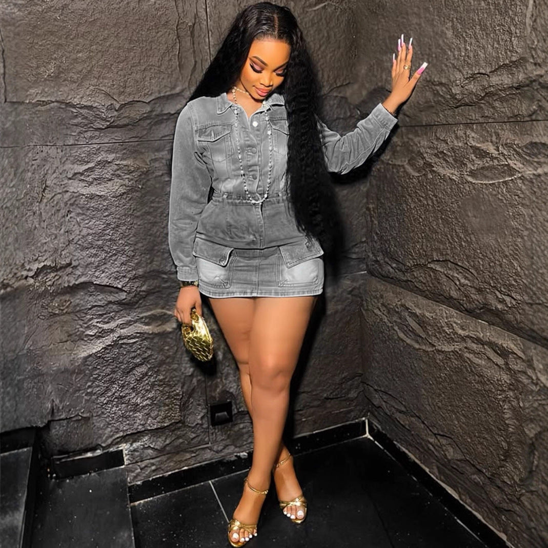 Women's Stretch Denim Dress Fashion Wear Washed Skirts