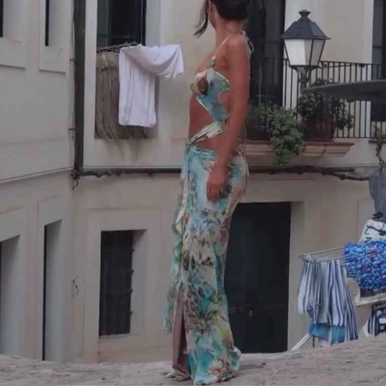 Summer Printed Backless Sexy Slim Dress Dresses