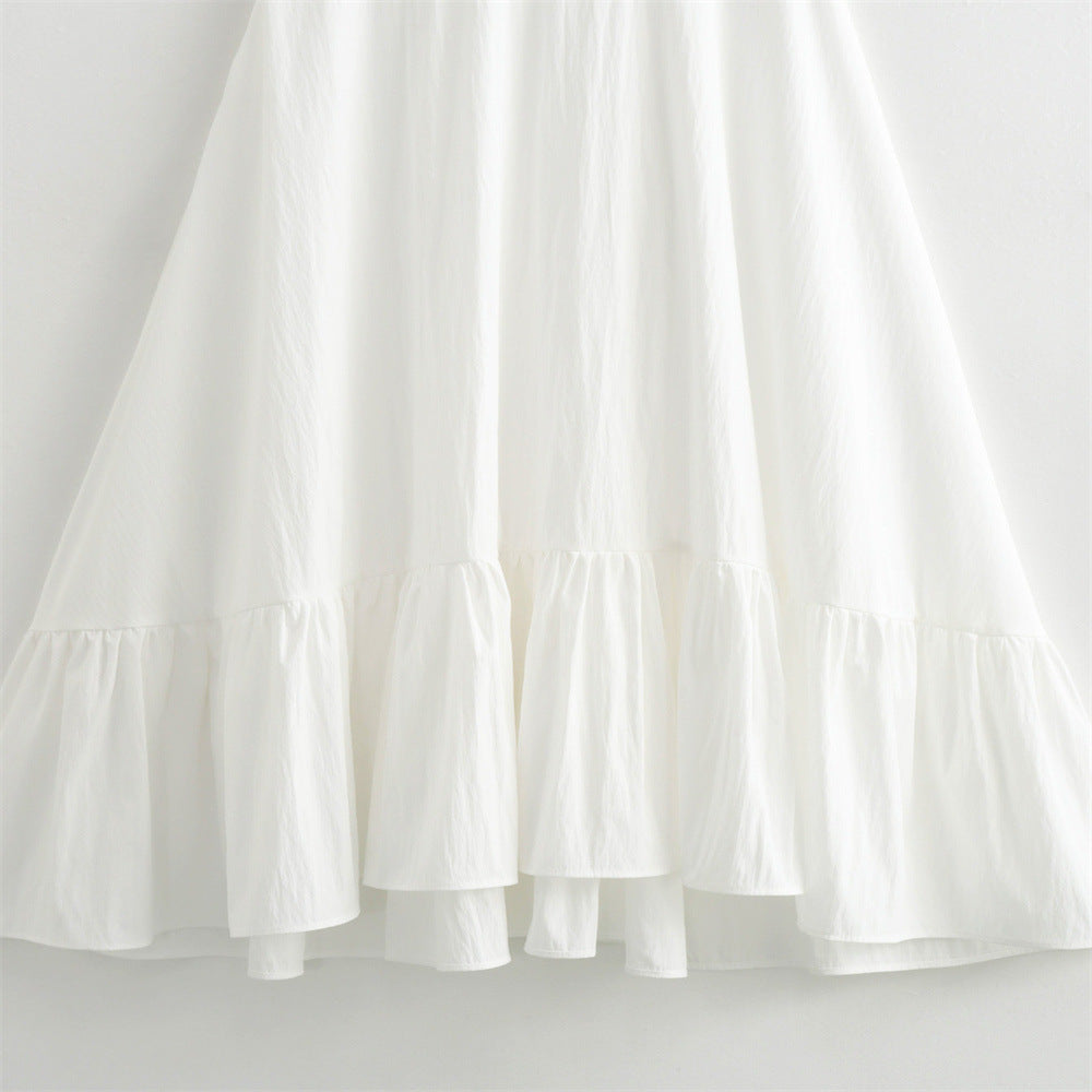 Women's Summer Fashion Laminated Decoration Poplin Sleeveless Dresses