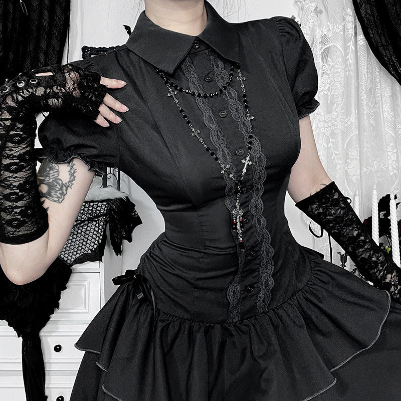 Women's Short-sleeved Dress Summer Retro Wear College Skirts