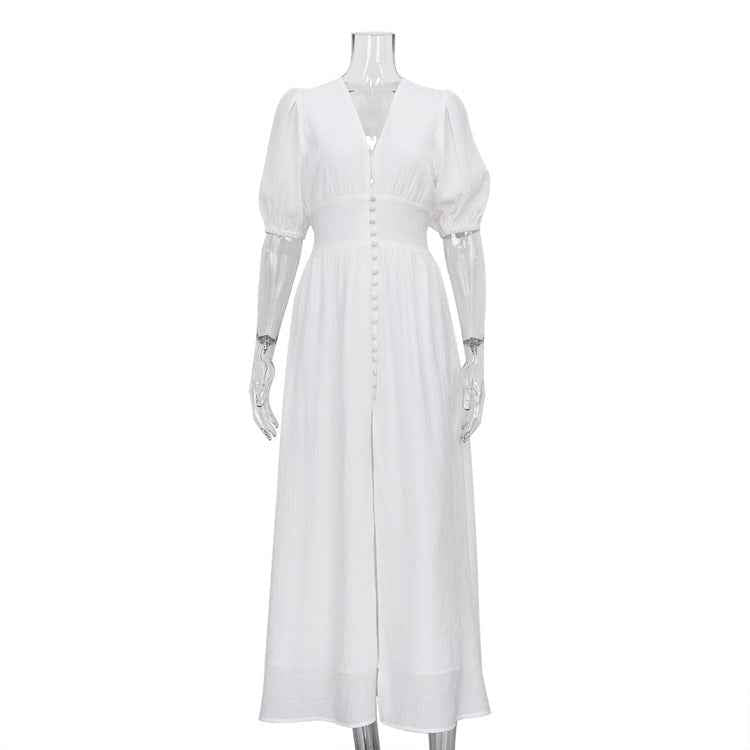 Elegant Dress Design Puff Sleeve Slimming Temperament Slim Fit Dresses