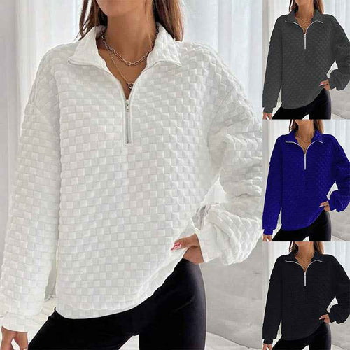 Autumn And Winter Knitting Texture Fabric Sweater Long-sleeve Zipper Women by Wild and Free Boutique