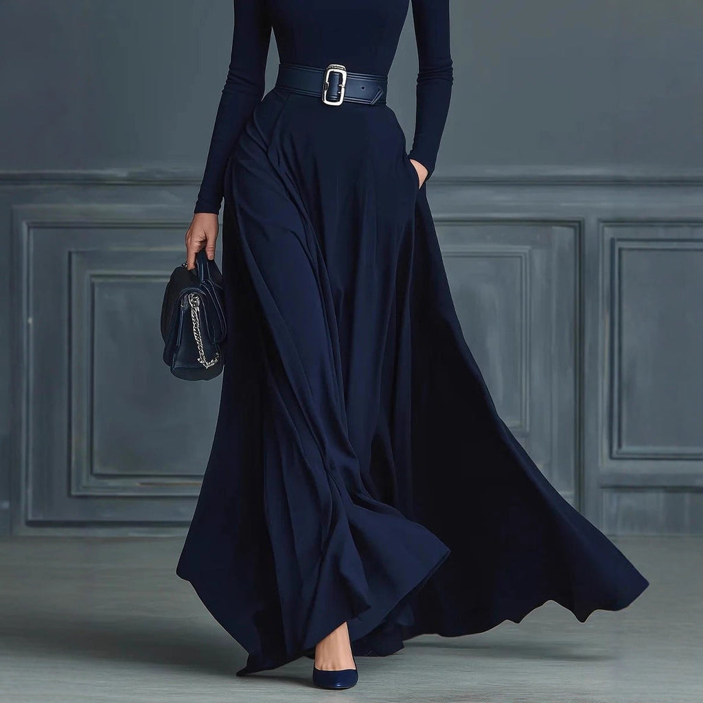 Women's Long-sleeved Solid Color Turtleneck Dress Long Dresses