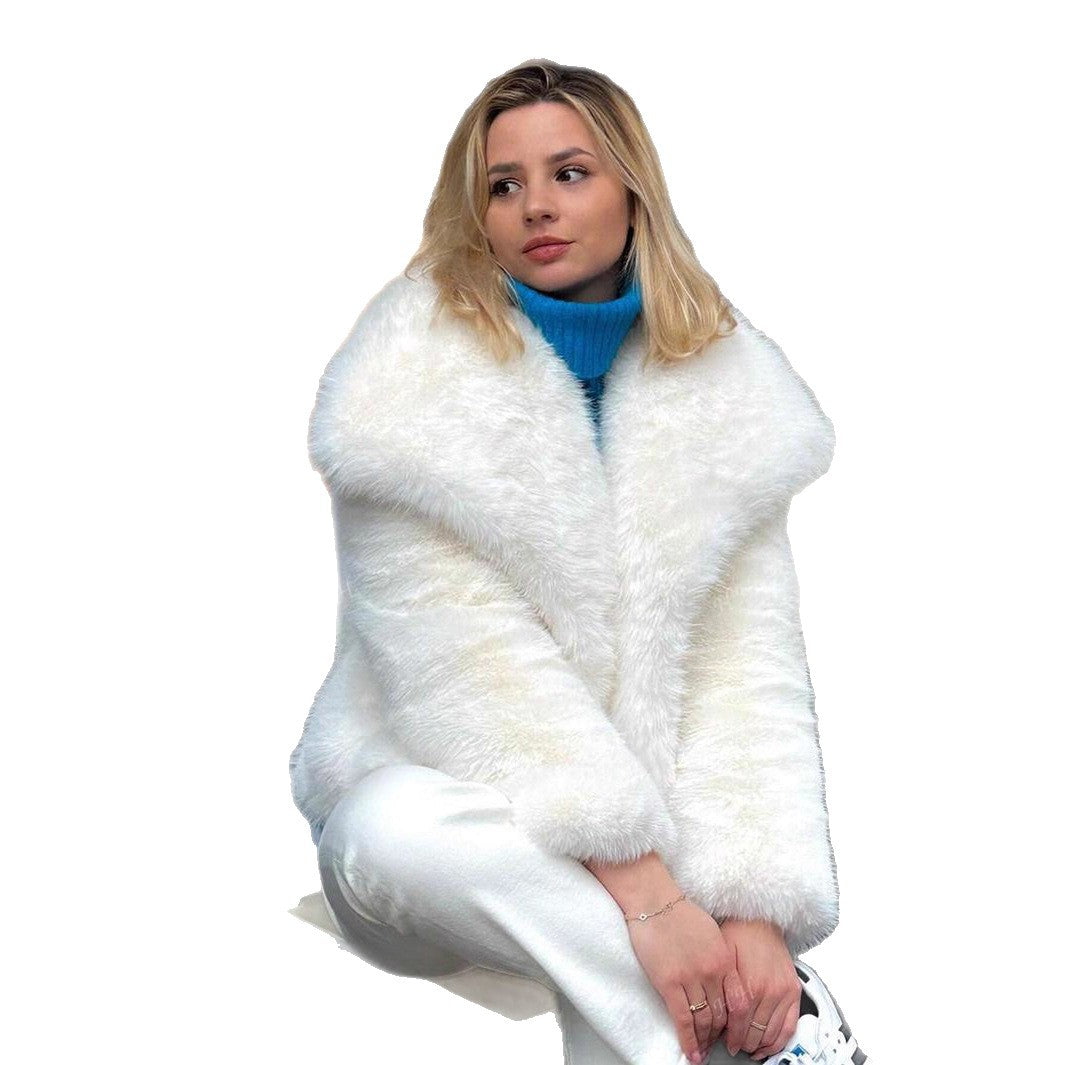 Women's Fur Fashionable Big Lapel Long Sleeve Coats