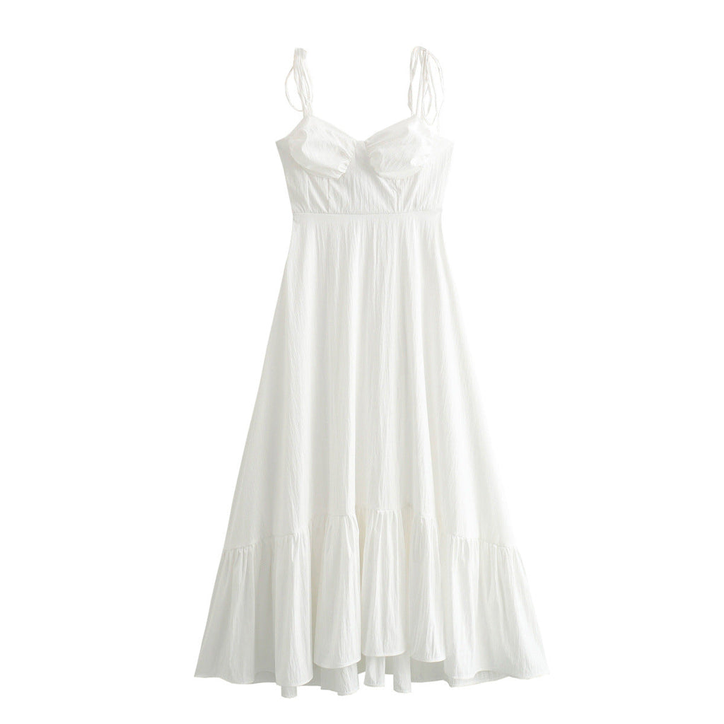 Women's Summer Fashion Laminated Decoration Poplin Sleeveless Dresses