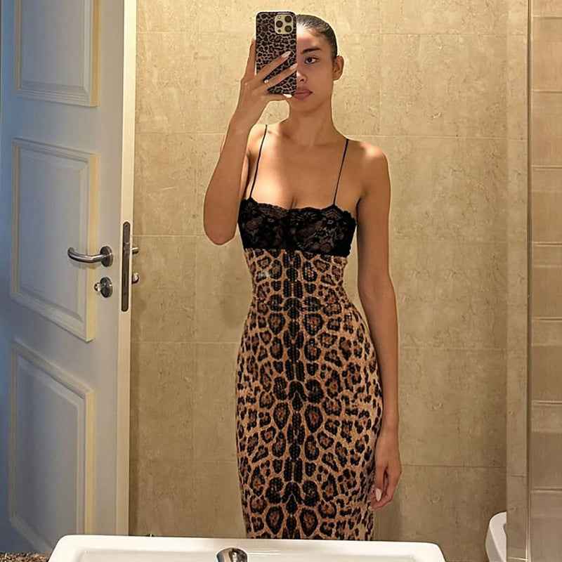 Women's Sequined Lace Stitching Sexy Slimming Hot Dresses