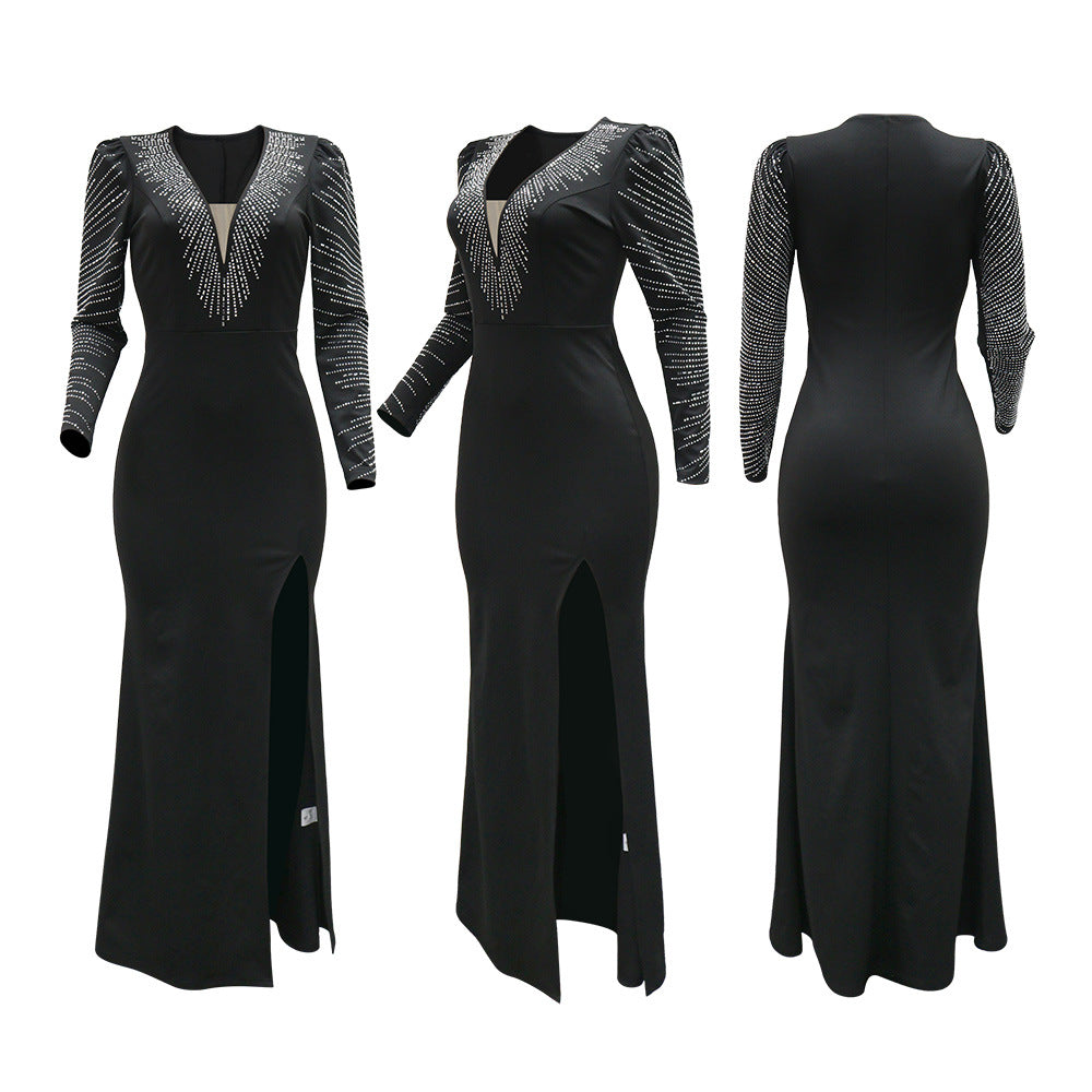 Women's Style Dress Gown Deep V High Dresses