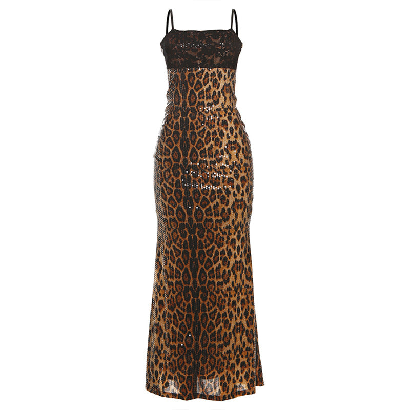 Women's Sequined Lace Stitching Sexy Slimming Hot Dresses