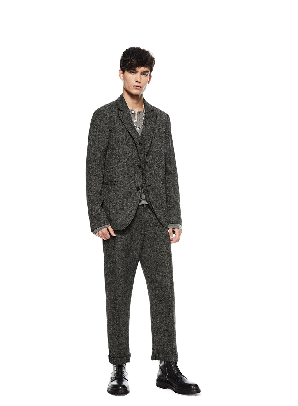 Herringbone Single-Breasted Jacket - Goddess Imports Marketplace