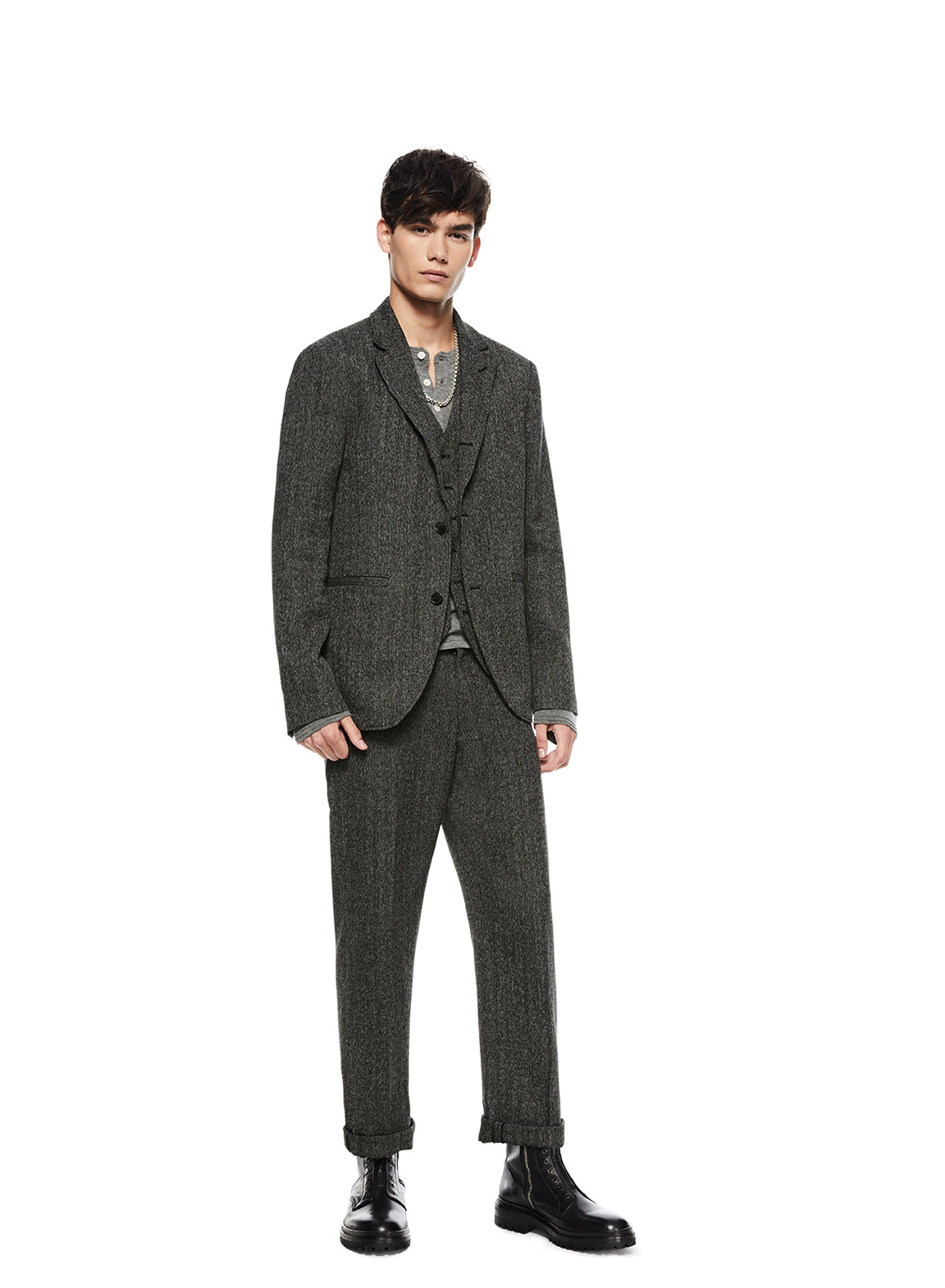 Herringbone Single-Breasted Jacket - Goddess Imports Marketplace